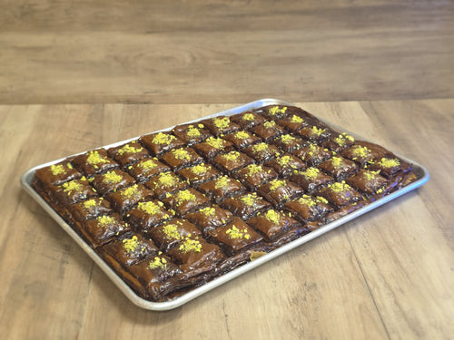 Chocolate Phyllo Pistachio Baklava Squares